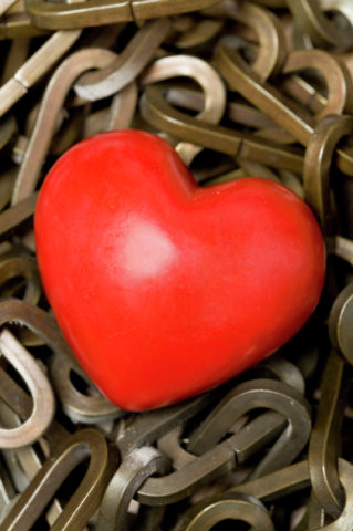 Red heart on a chain