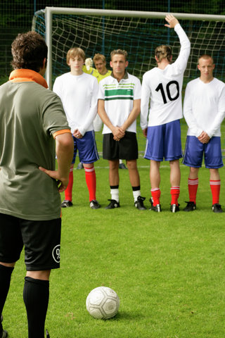 Footballer at a free kick