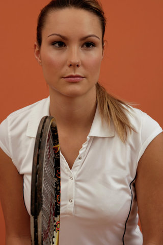 Concentrated female tennis player