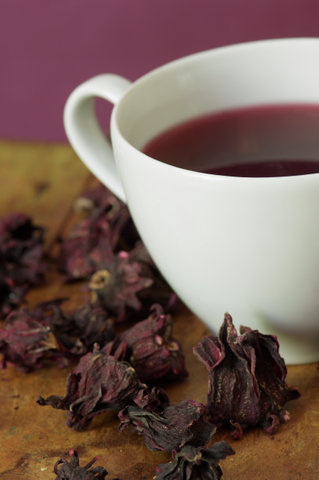 Red tea of dried cactus blossoms