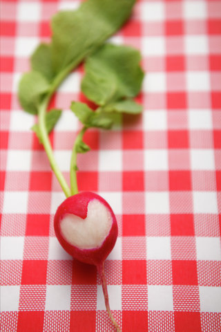 Radish with heart-shaped symbol