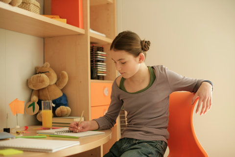 Girl doing homework